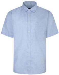 Bigdude Short Sleeve Milton Linen Summer Shirt Light Blue Tall